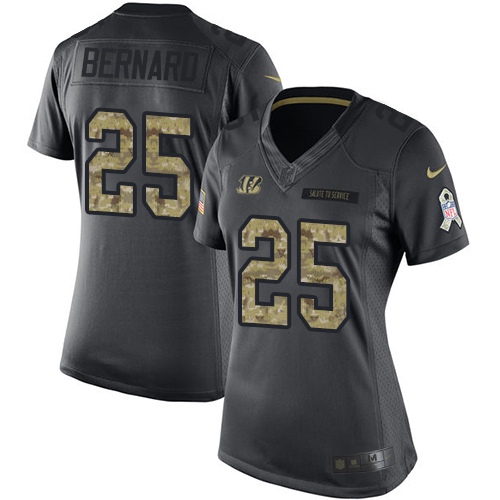 Women's Limited Giovani Bernard Nike Jersey Black - #25 2016 Salute to Service NFL Cincinnati Bengals